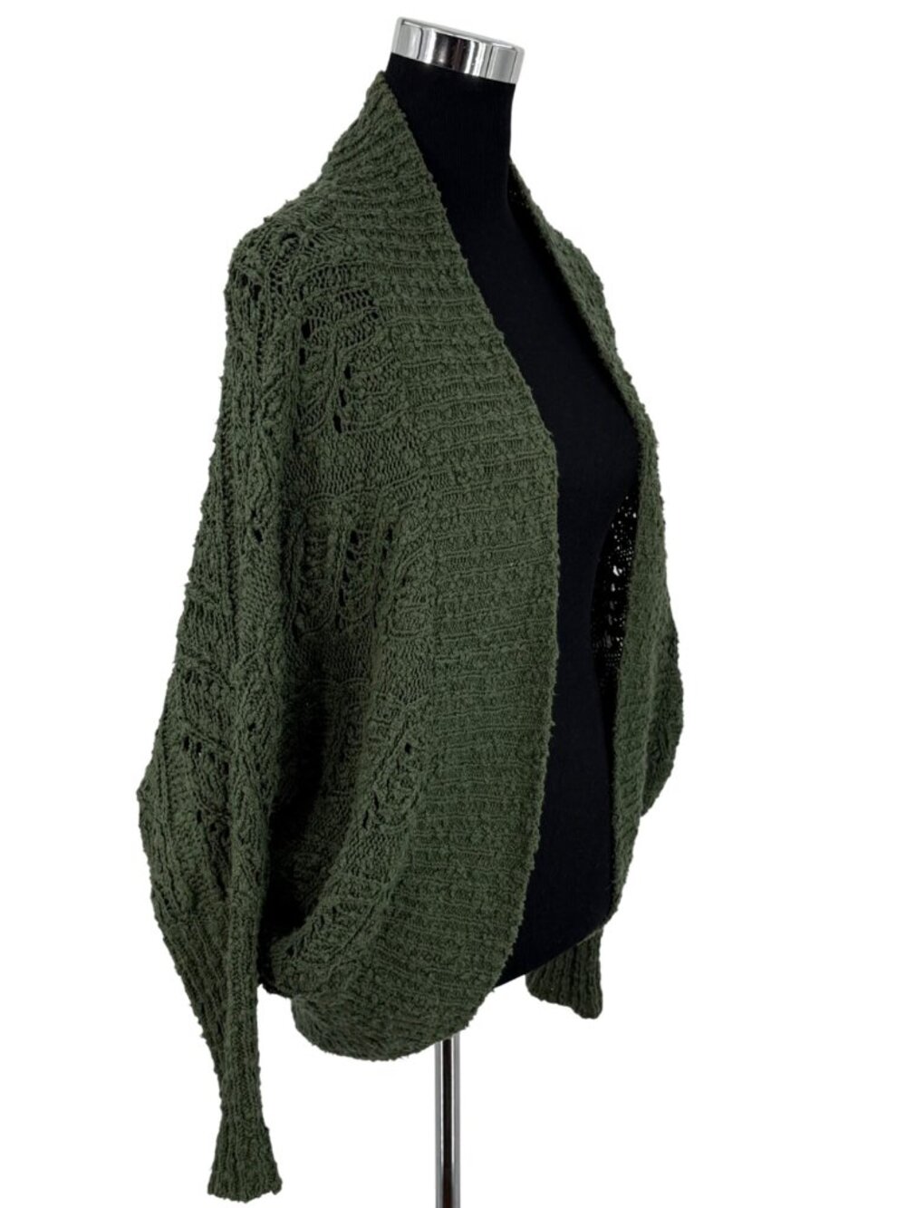 Anthropologie Green Knit Dolman Sleeve Open Front Cocoon Cardigan S | Whimsigoth - Picture 5 of 14